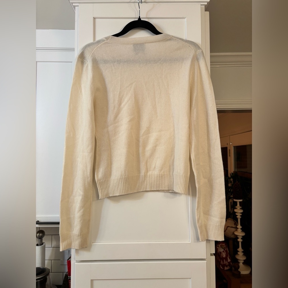 new Reformation Lian cashmere crew neck sweater in gossamer off white - Picture 6 of 8